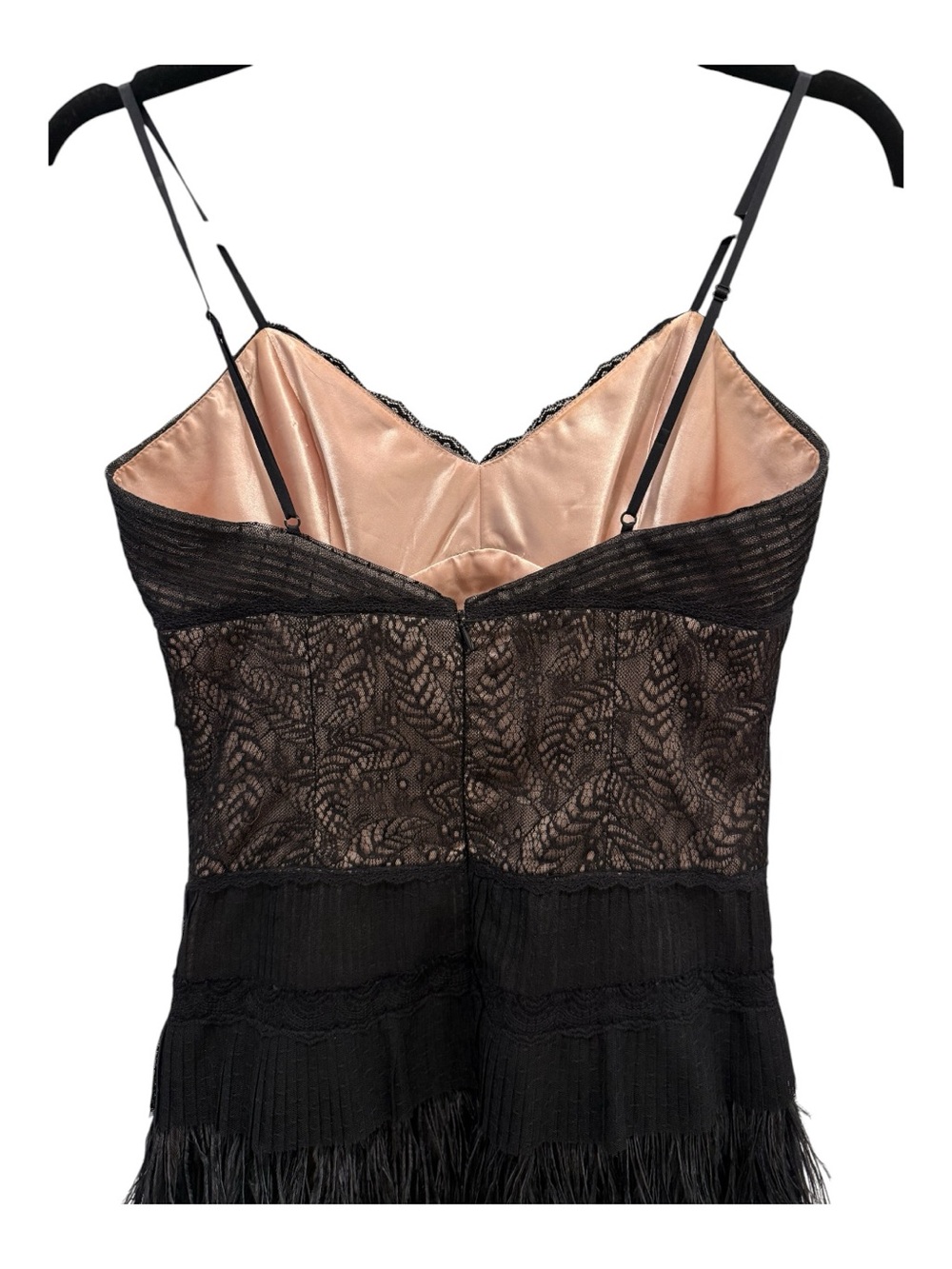 BCBGMaxAzria Black Lace and Fringe Mini Dress - Picture 6 of 7